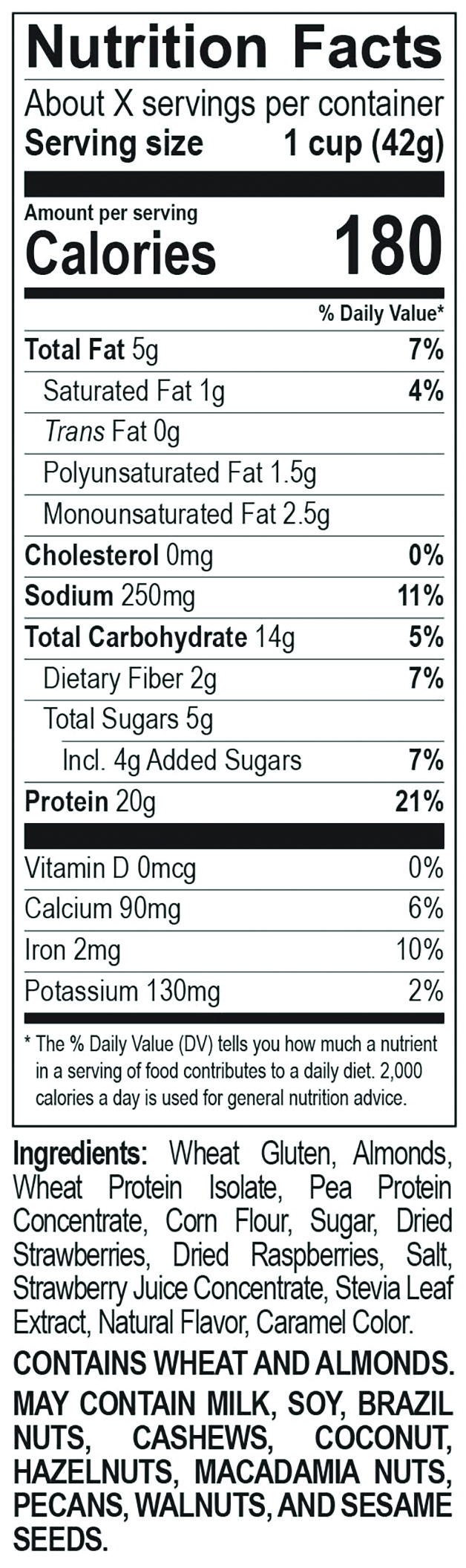 Premier Protein Mixed Berry Cereal Nutrition Facts Label